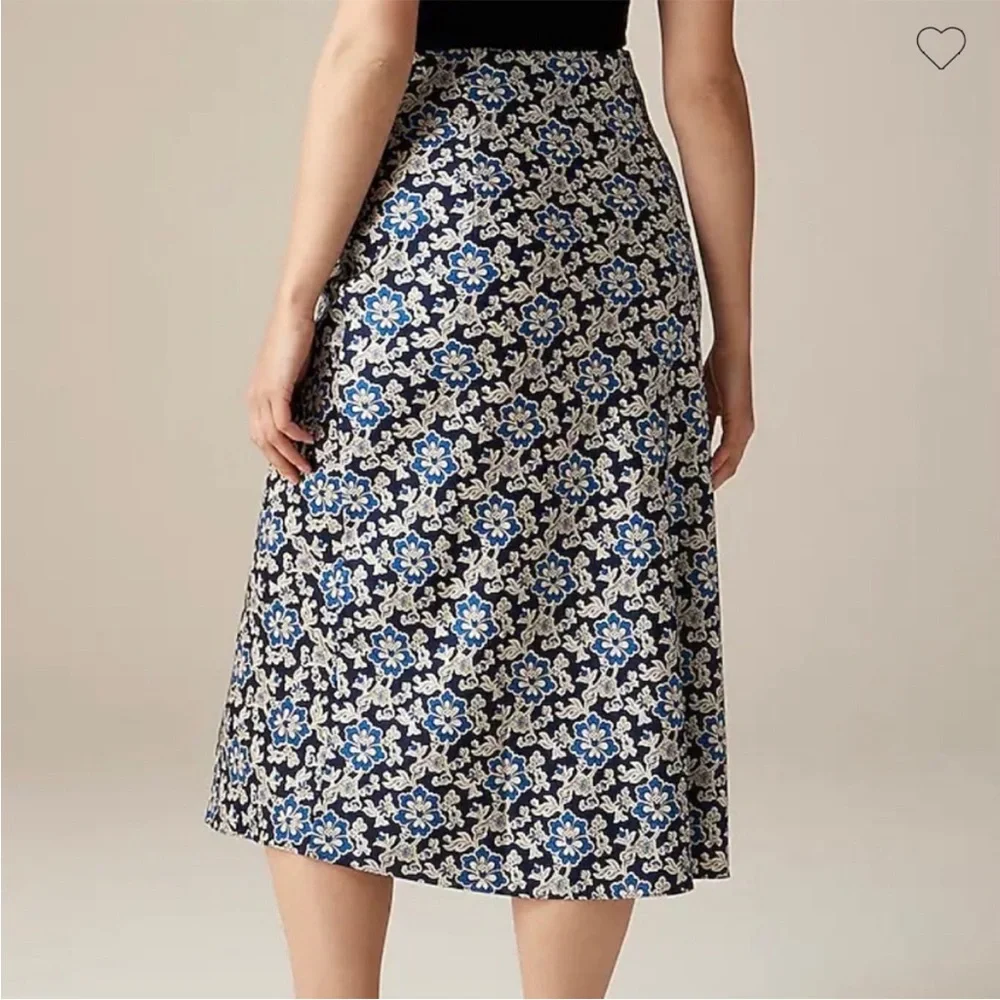 J. Crew Gwyneth Slip Midi Skirt Navy Blue Floral Size XS Extra Small NWT